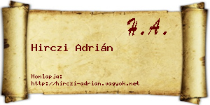 Hirczi Adrián névjegykártya